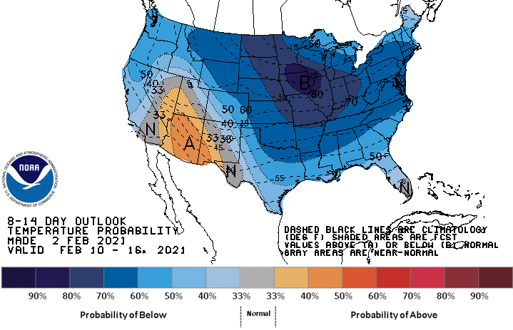 8-14 Day Temperature Probability Outlook